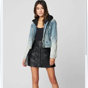BlankNYC X Revolve Casual Encounter Denim Hooded Jacket in Washed Coat NWT XS